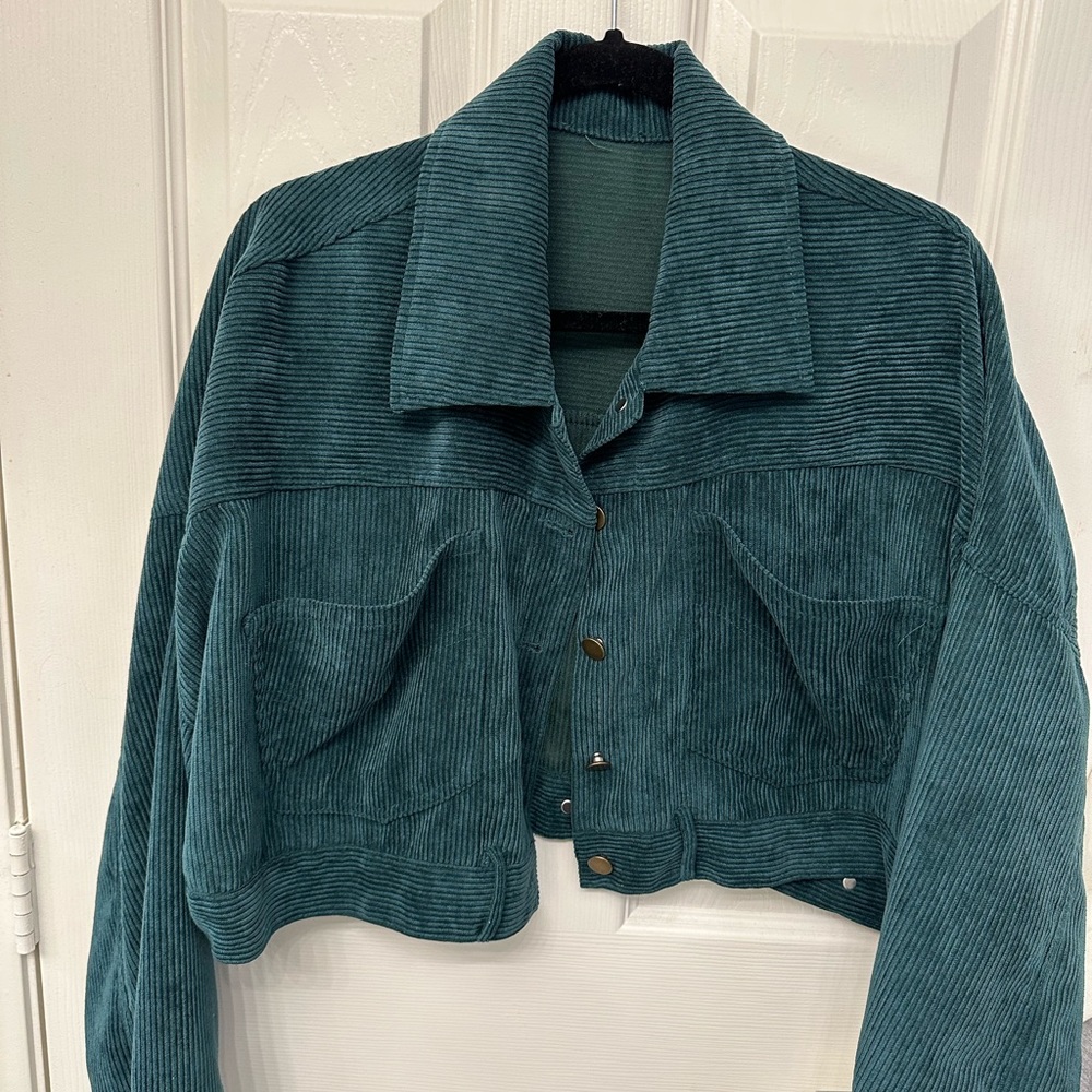 Windsor Corduroy Teal Cropped Jacket